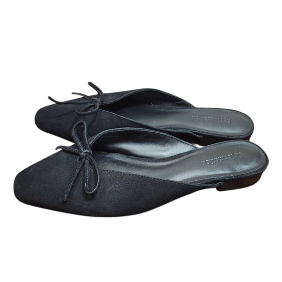 Reformation Black Suede Bow Loafers Women’s Size 5.5 Square Toe Slip-On - Picture 7 of 11